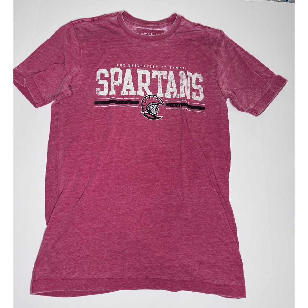 University of Tampa Spartans T-Shirt Maroon Single Stitch Thrashed Mens Small